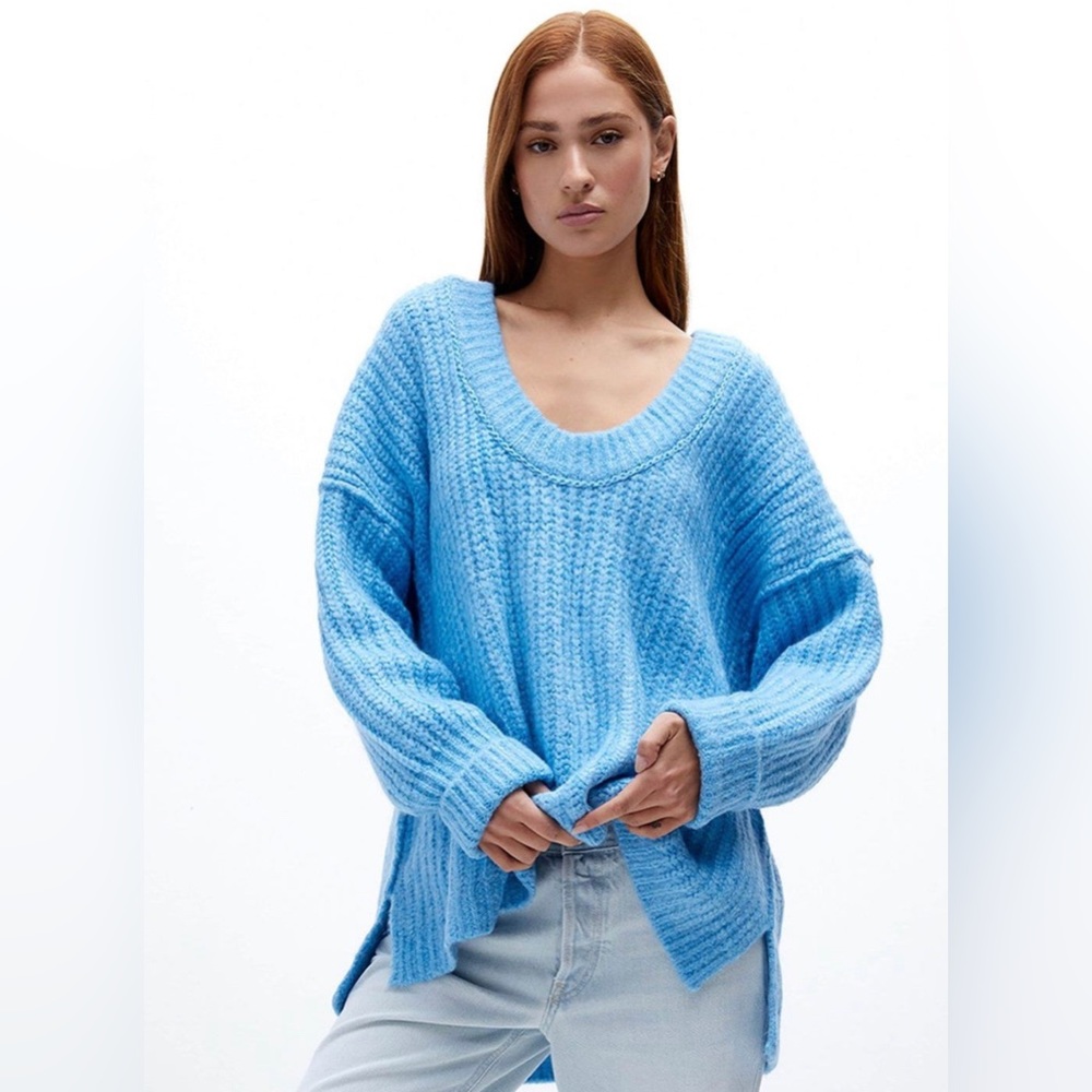 NWT Free People Blue Bell Slouchy Sweater! Beautiful blue!